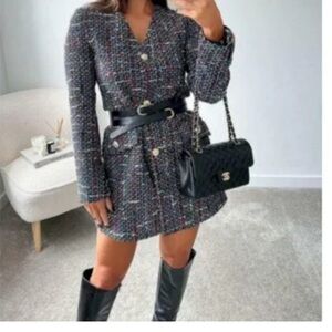 NWT Zara Multi Colored Tweed  Jacket (Belt is not Included)